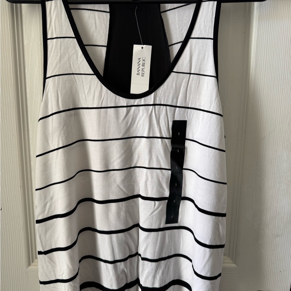 Banana Republic Black and White Striped Tank Top